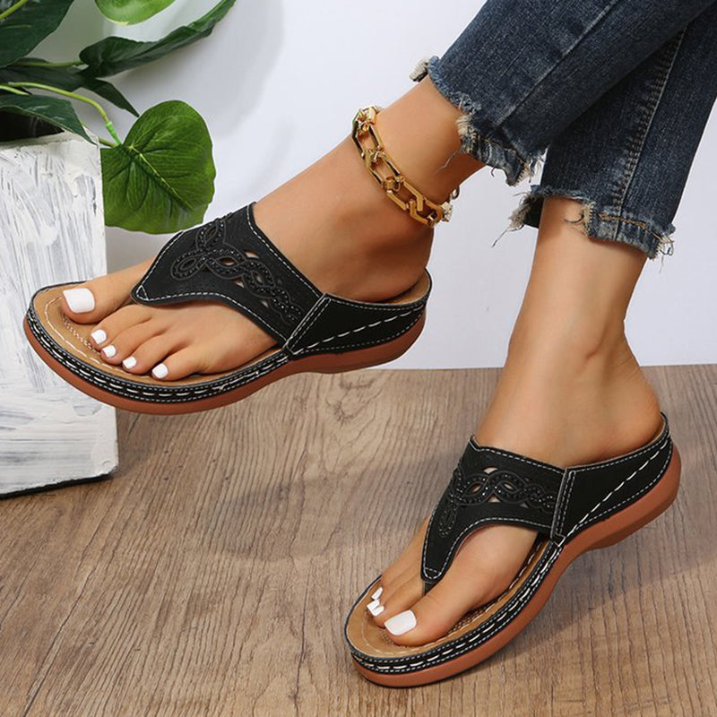 Frühlingshafte Keilsandalen mit Strass für Strand & Alltag