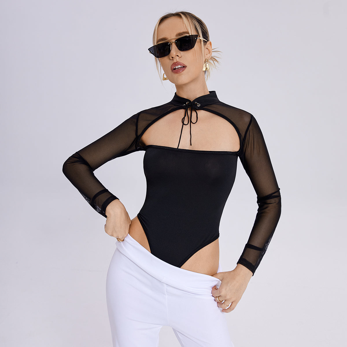 Sexy Schwarzer Netzbody für Elegante Clubabende