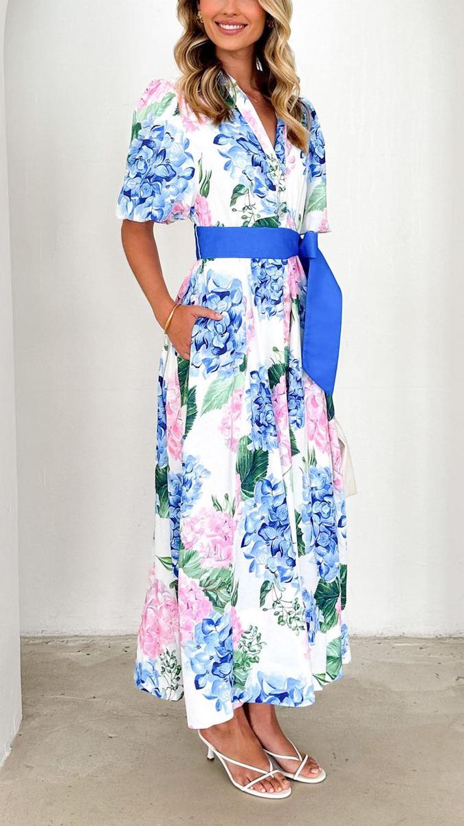 Blumiges Frühlings-Maxi-Kleid für Alltag & Anlässe