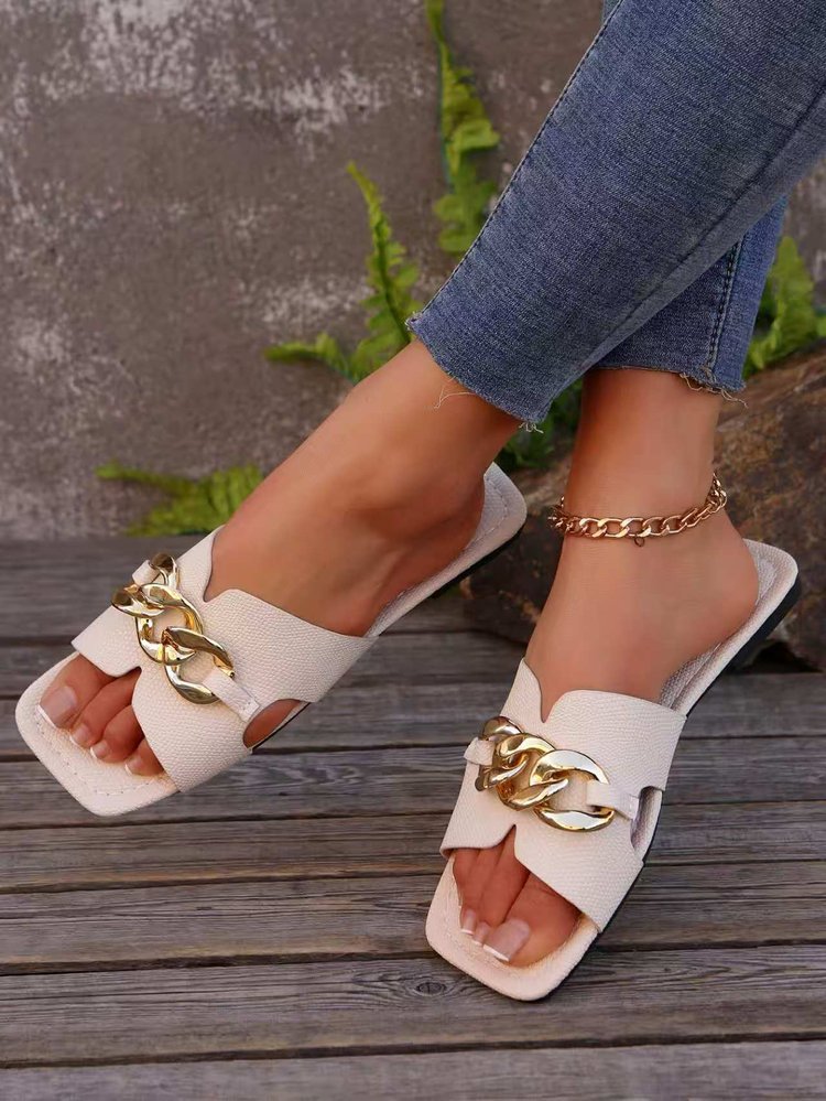 Elegante Damen-Slipper mit Kettenakzent für Alltag & Freizeit