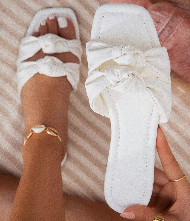 Stilvolle Double Bow Sommer-Sandalen für Gartenpartys