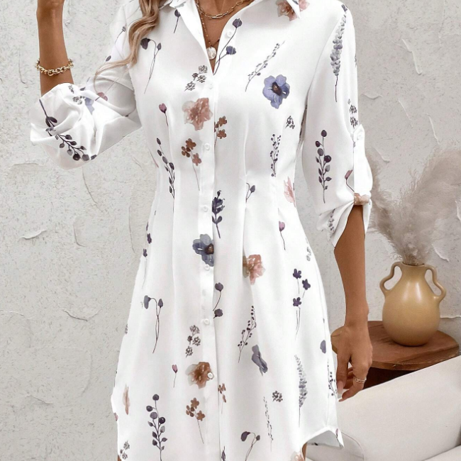 Elegantes Florales Shirtkleid Perfekt für Büro und Freizeit