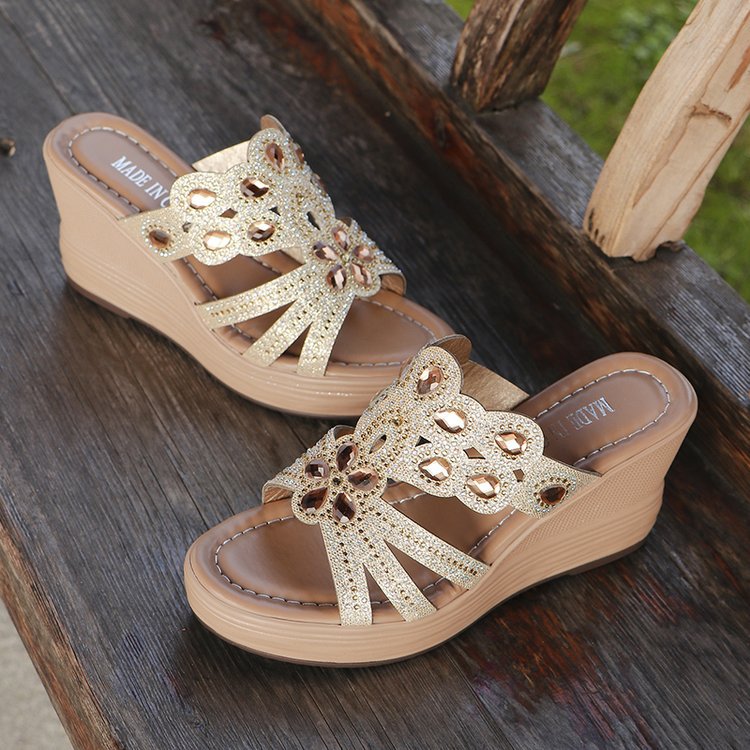 Boho Pailletten Keilsandaletten Perfekt für Frühjahr & Sommer