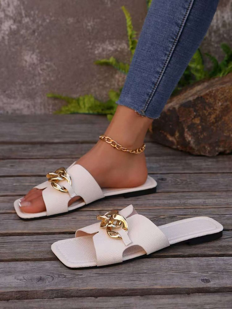 Elegante Damen-Slipper mit Kettenakzent für Alltag & Freizeit