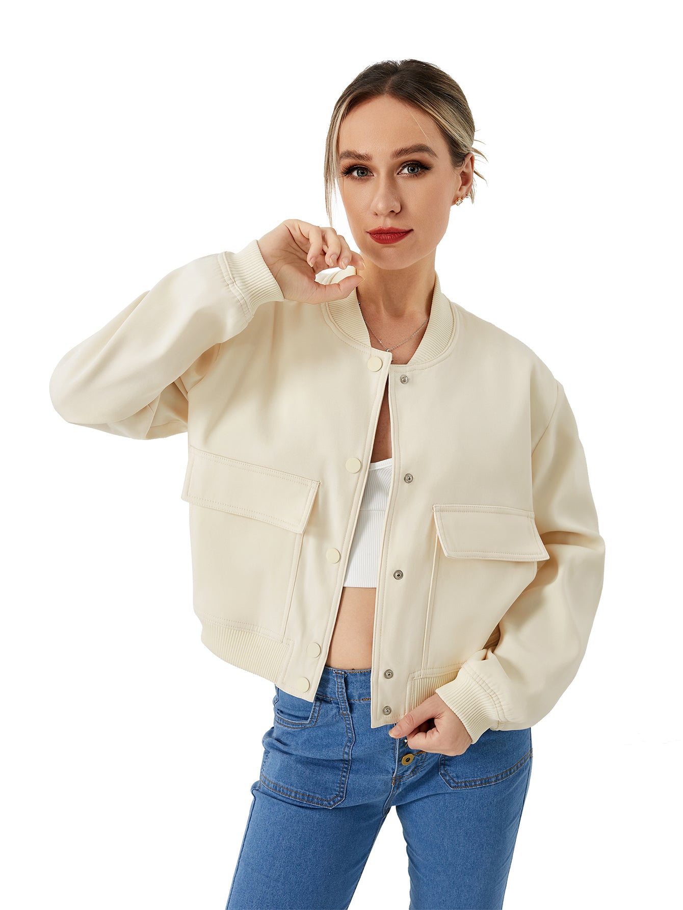 Leichte Cropped Bomberjacke für Frühlings-Styles