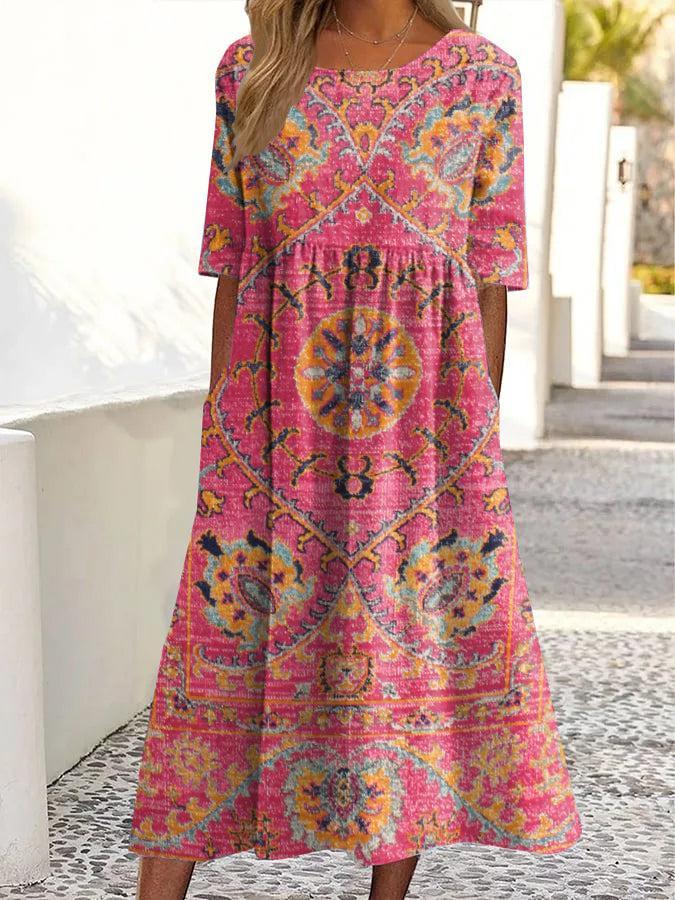 Frühlingshaftes Pink A-Linien Midi-Kleid für jeden Anlass