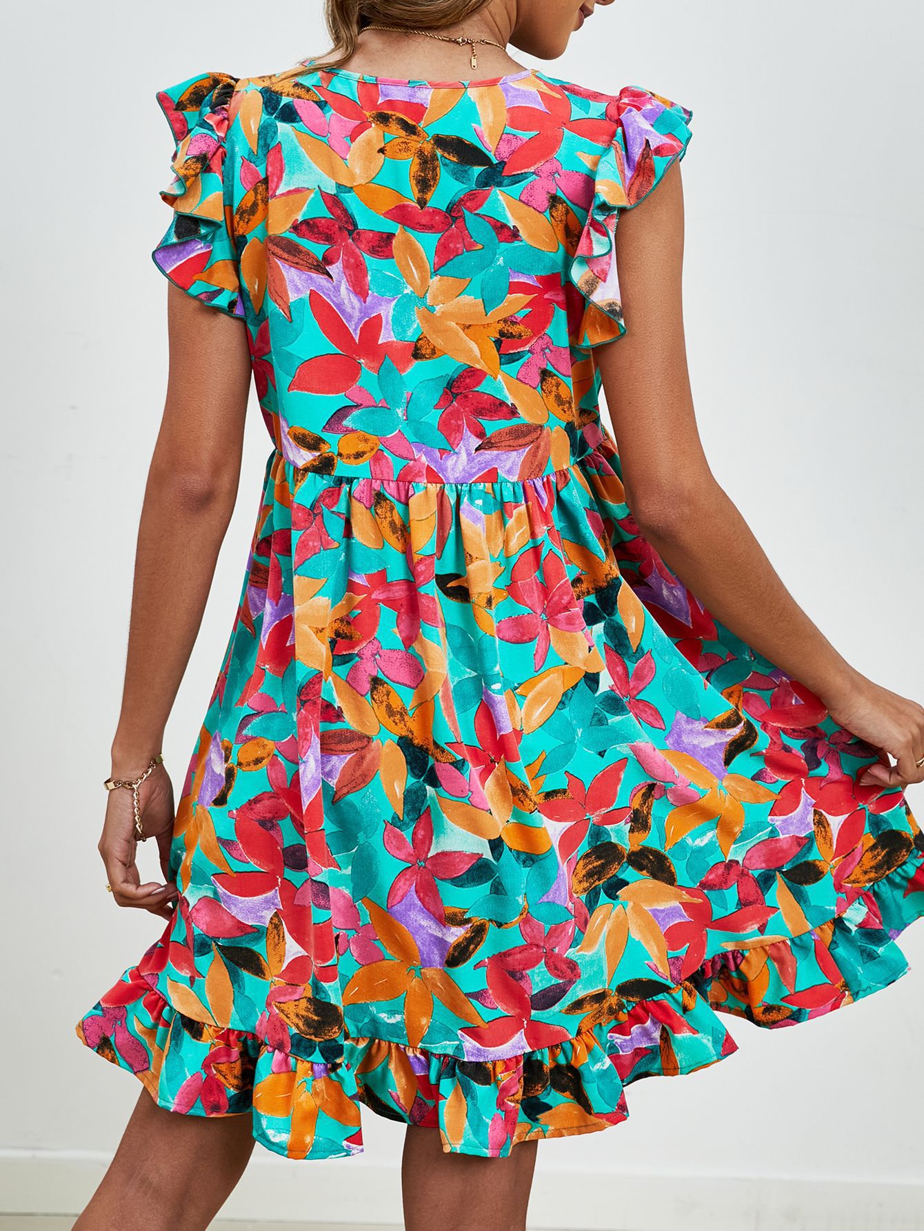 Sommerliches V-Ausschnitt Kleid für Urlaub & Strand