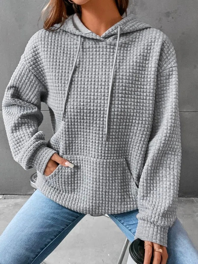 Lässiger Waffle-Hoodie Damen Perfekt für Frühling und Alltag
