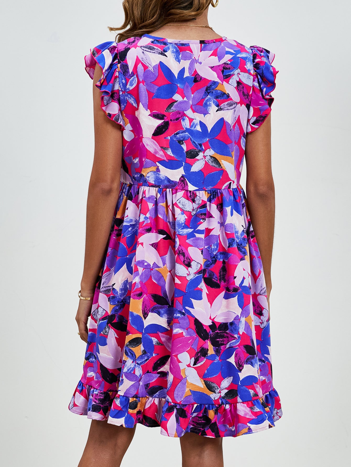 Sommerliches V-Ausschnitt Kleid für Urlaub & Strand
