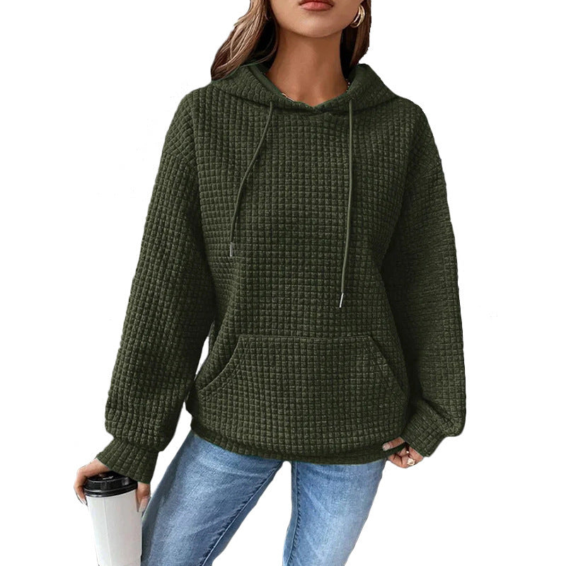 Lässiger Waffle-Hoodie Damen Perfekt für Frühling und Alltag