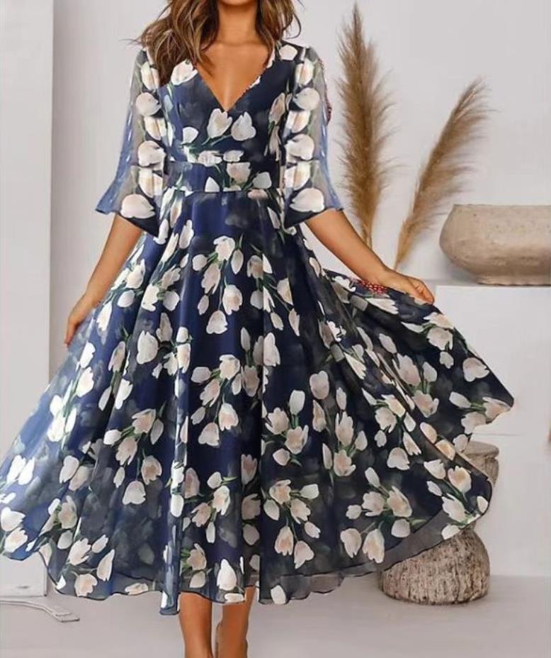 Elegantes V-Ausschnitt Kleid Perfekt für Alltag & Anlässe