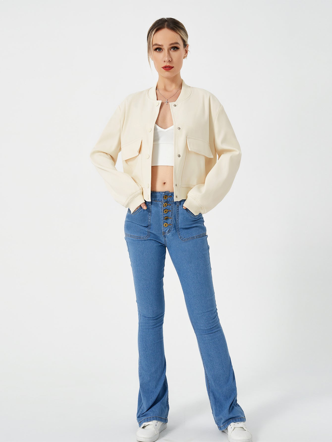 Leichte Cropped Bomberjacke für Frühlings-Styles