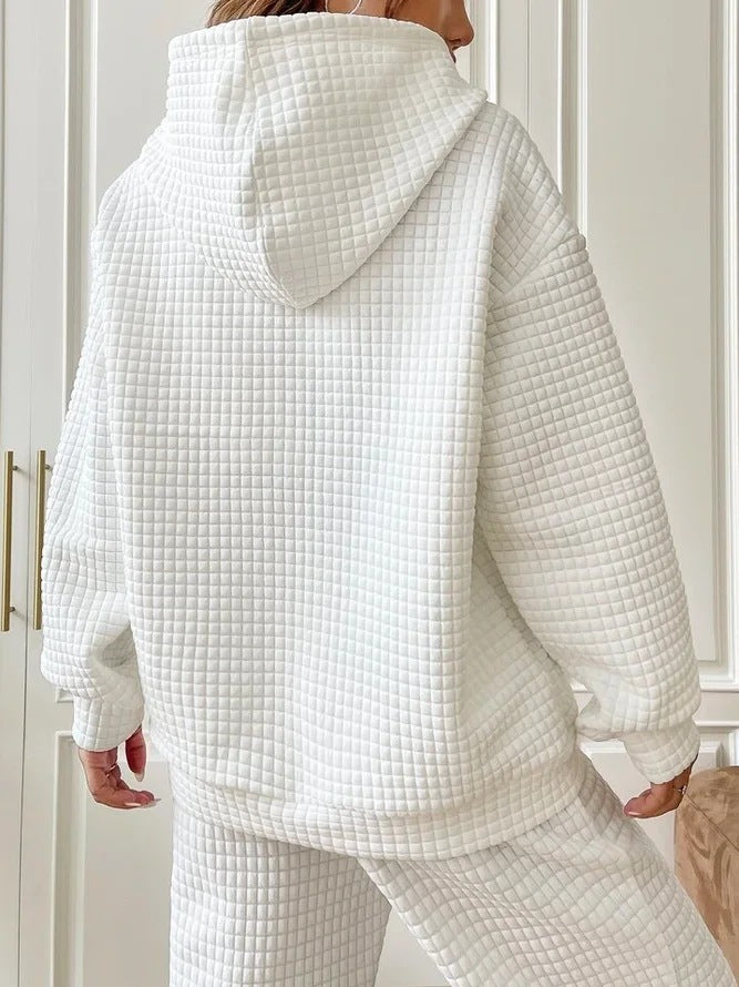 Lässiger Waffle-Hoodie Damen Perfekt für Frühling und Alltag