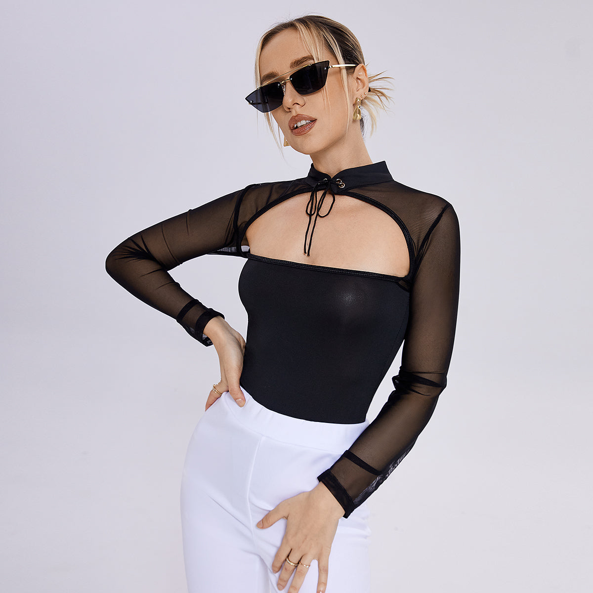 Sexy Schwarzer Netzbody für Elegante Clubabende