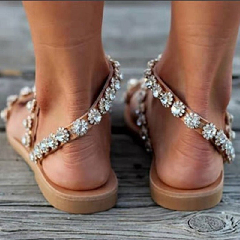 Boho Sandalen Damen Flachstrick Sommer Look