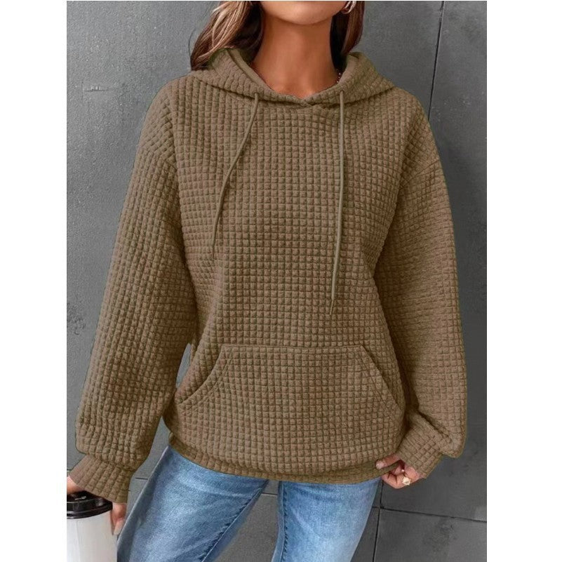 Lässiger Waffle-Hoodie Damen Perfekt für Frühling und Alltag