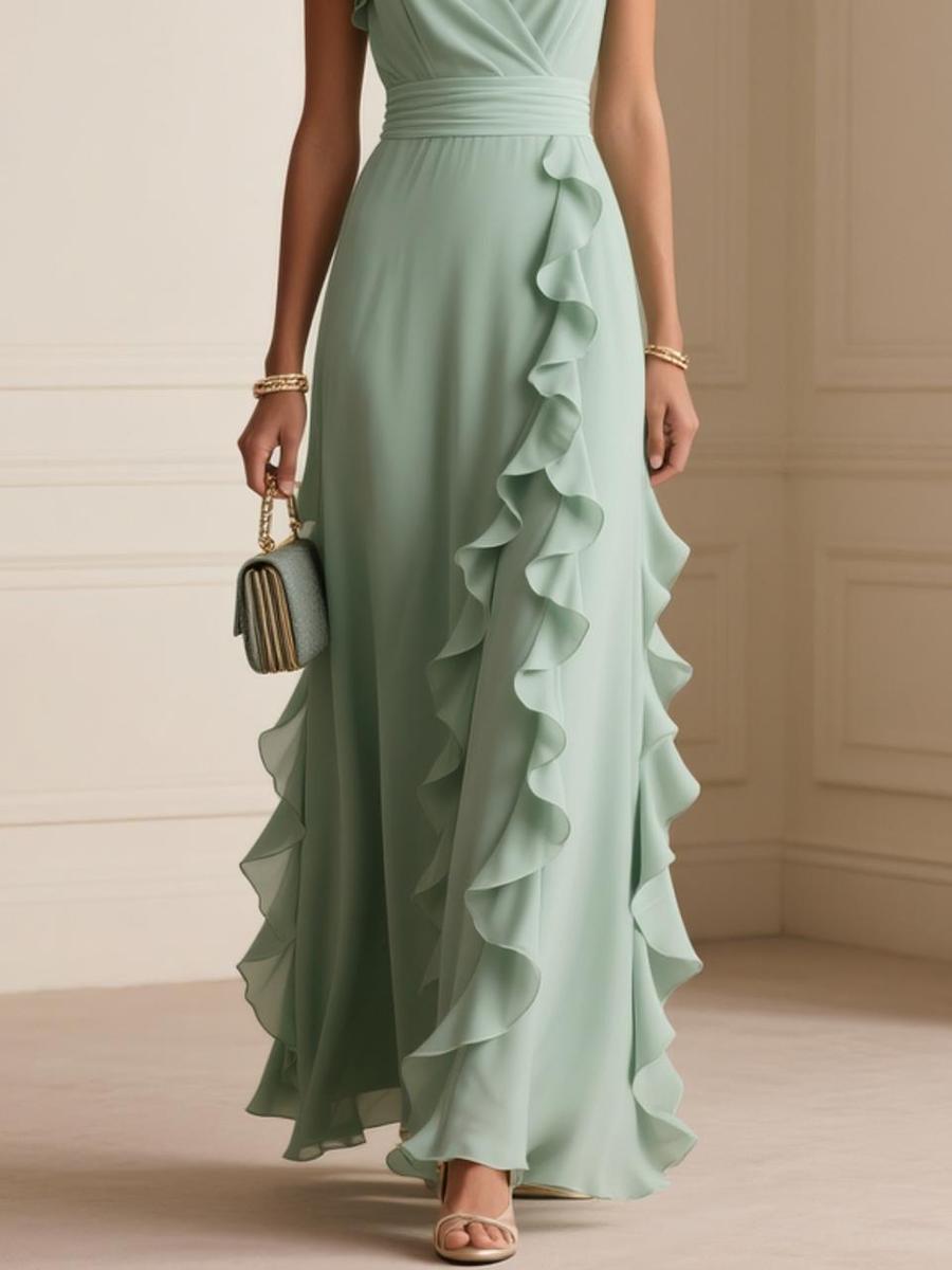 Breezy Plain Sleeveless Maxi Dress – Elegantes & Vielseitiges Frühlingskleid