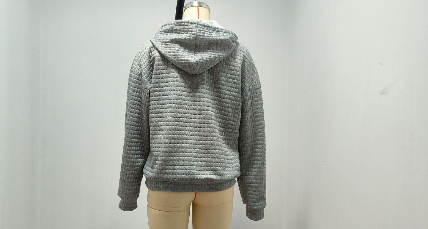 Lässiger Waffle-Hoodie Damen Perfekt für Frühling und Alltag