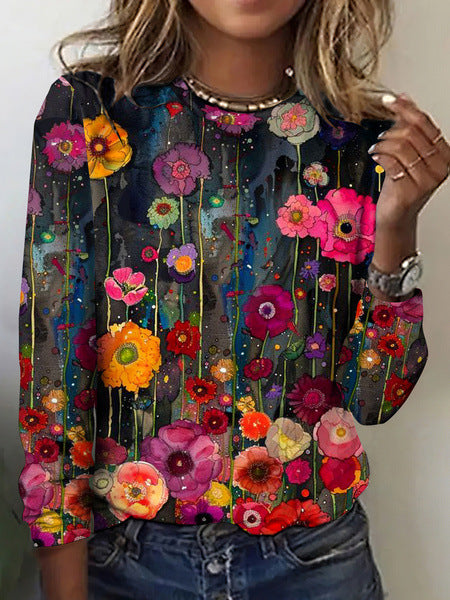 3D Design Damen Langarmshirt für Frühling & Alltag