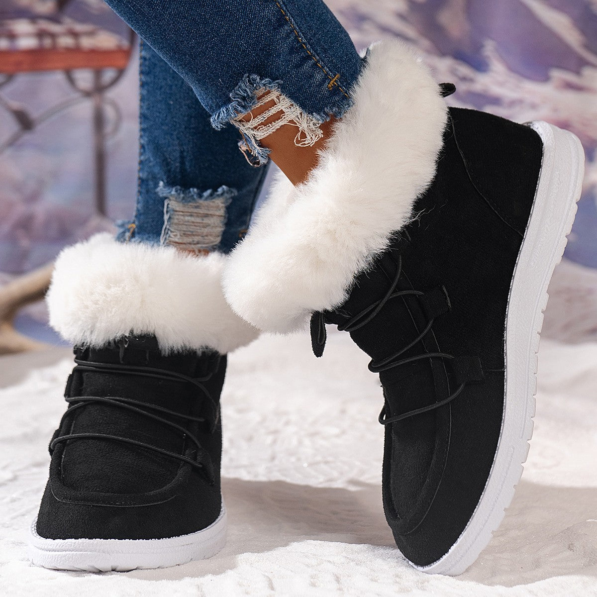 Flauschige Damen-Winterstiefel Ideal für den Übergang