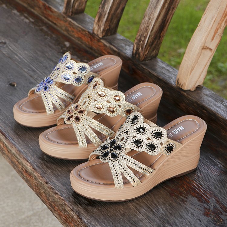 Boho Pailletten Keilsandaletten Perfekt für Frühjahr & Sommer