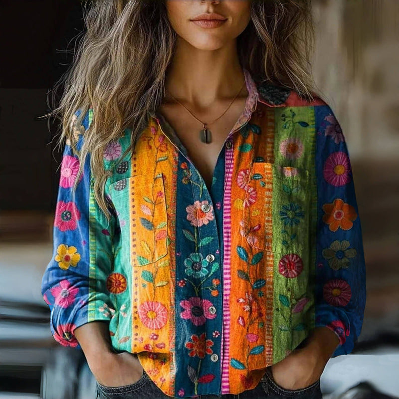 Bunte Boho-Bluse für den Frühling und Alltag