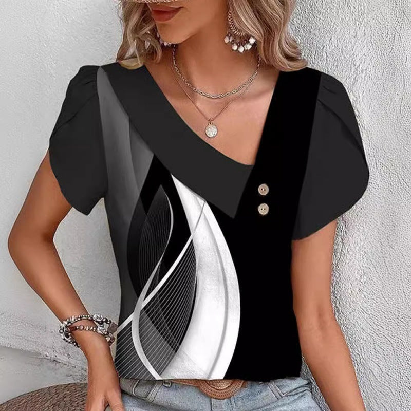 Frühlingshaftes Diagonal-Collar Shirt für Alltag & Freizeit