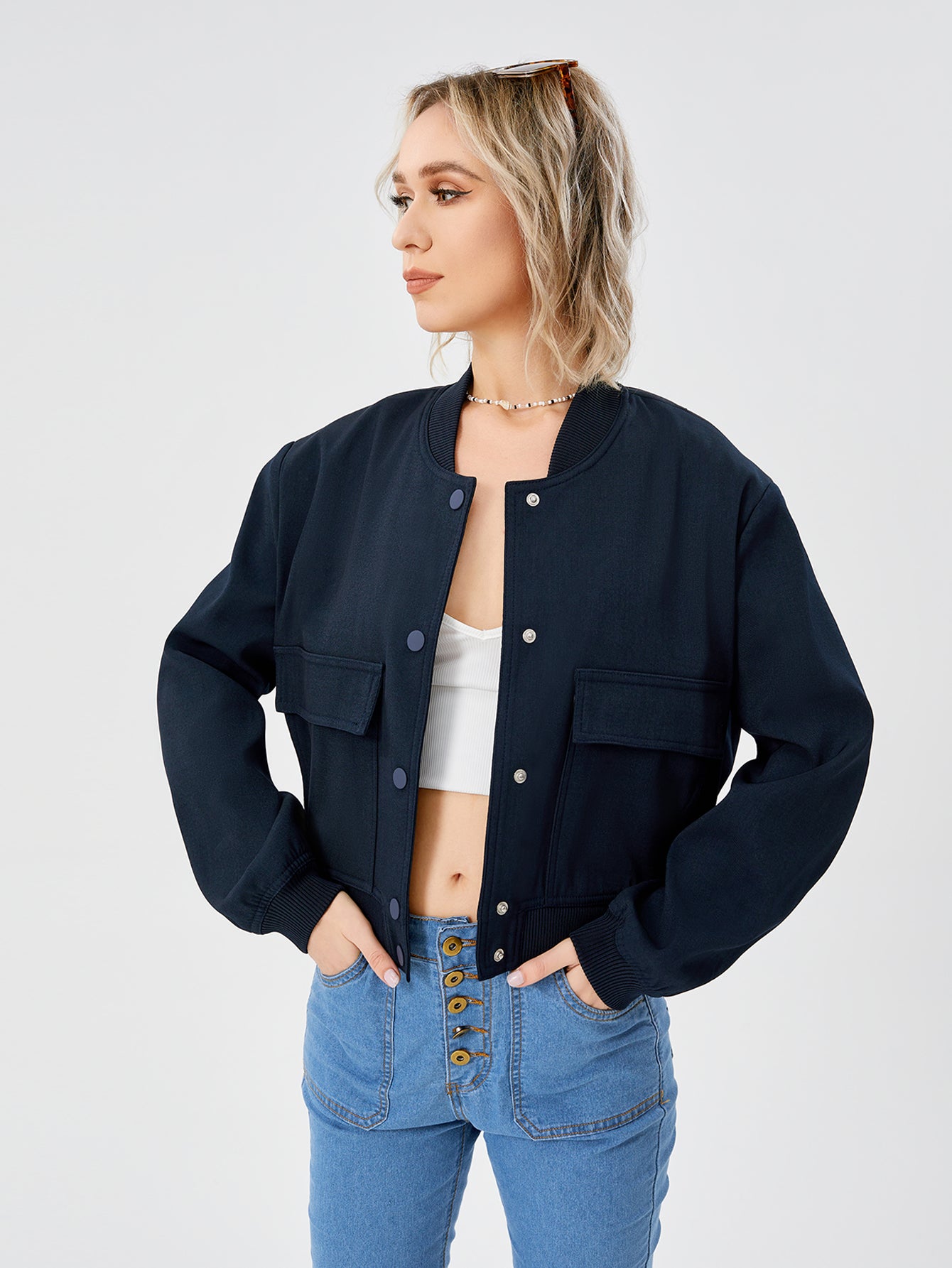 Leichte Cropped Bomberjacke für Frühlings-Styles