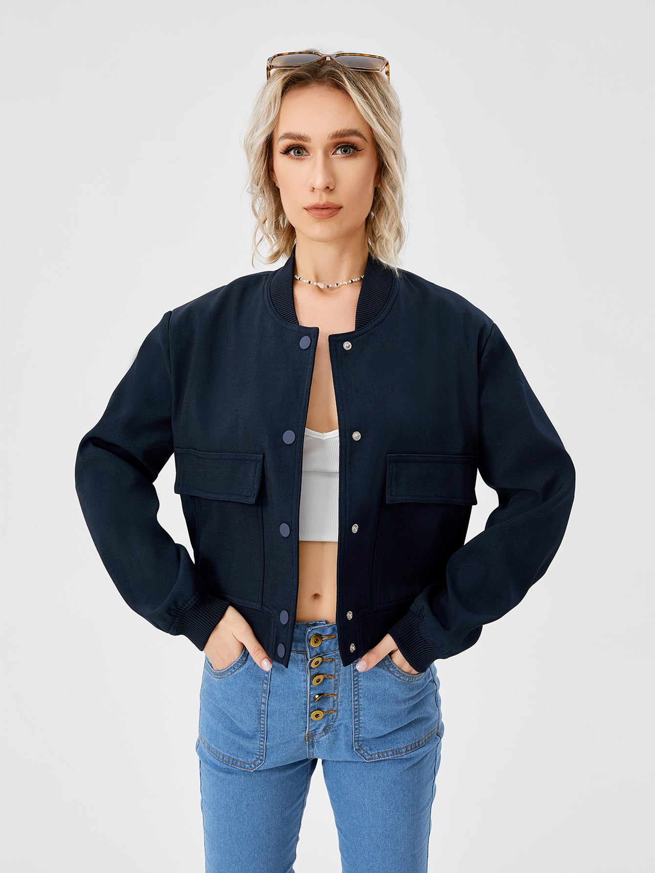 Leichte Cropped Bomberjacke für Frühlings-Styles