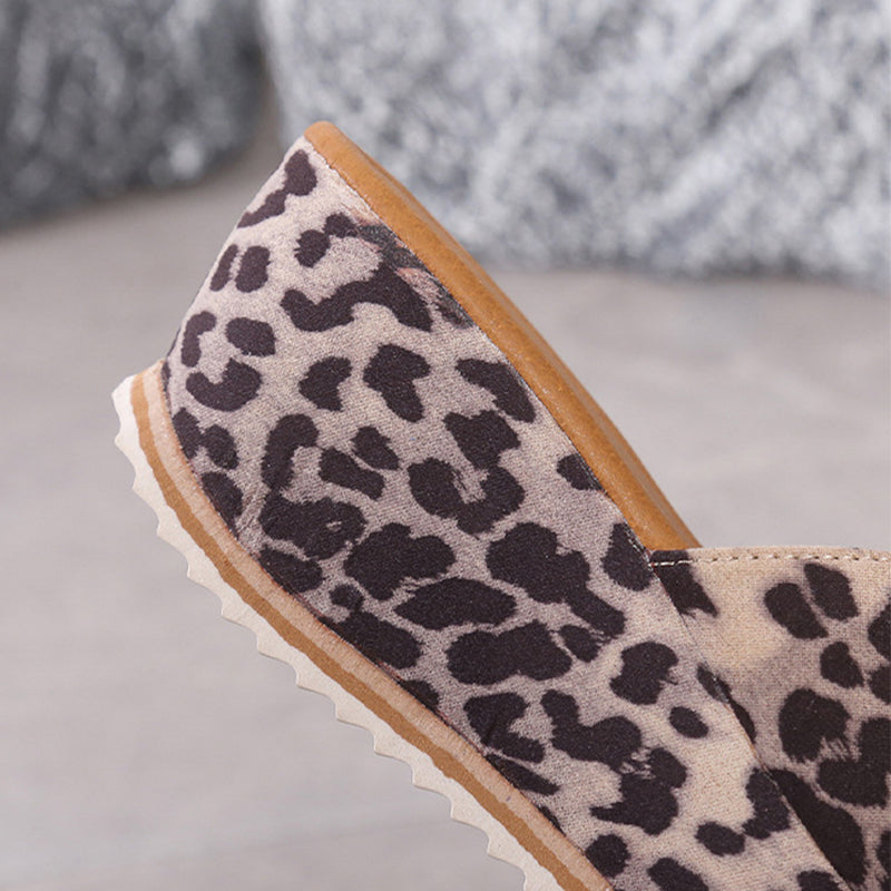 Leoparden Print Wedge Slippers Sommer Chic Damen