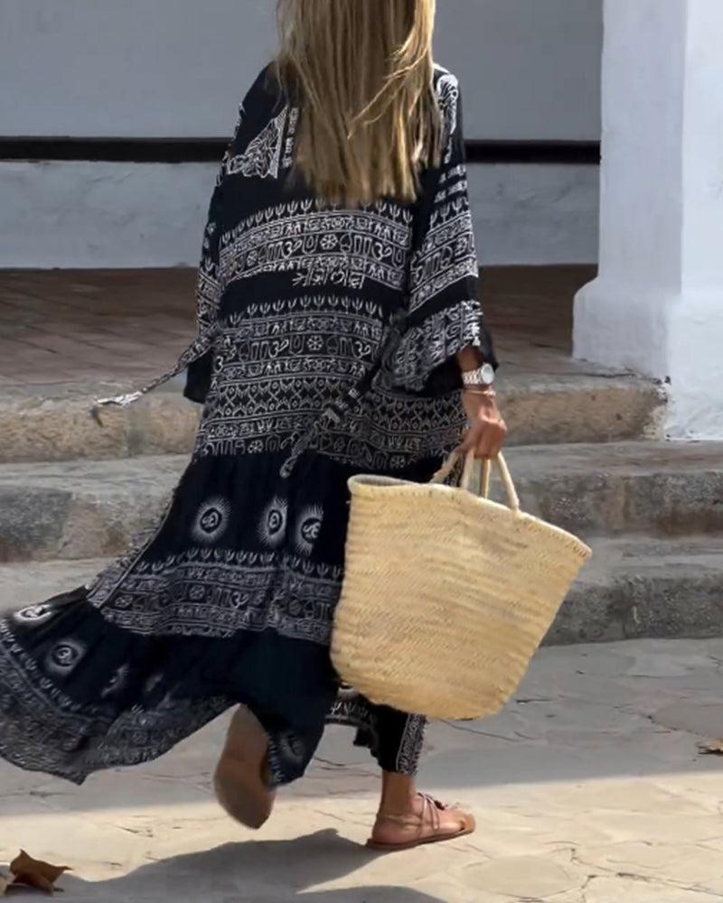 Trendy V-Neck Bell Sleeve Maxi Kleid - Ihr stilvolles Frühlingsoutfit