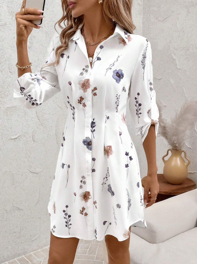 Elegantes Florales Shirtkleid Perfekt für Büro und Freizeit
