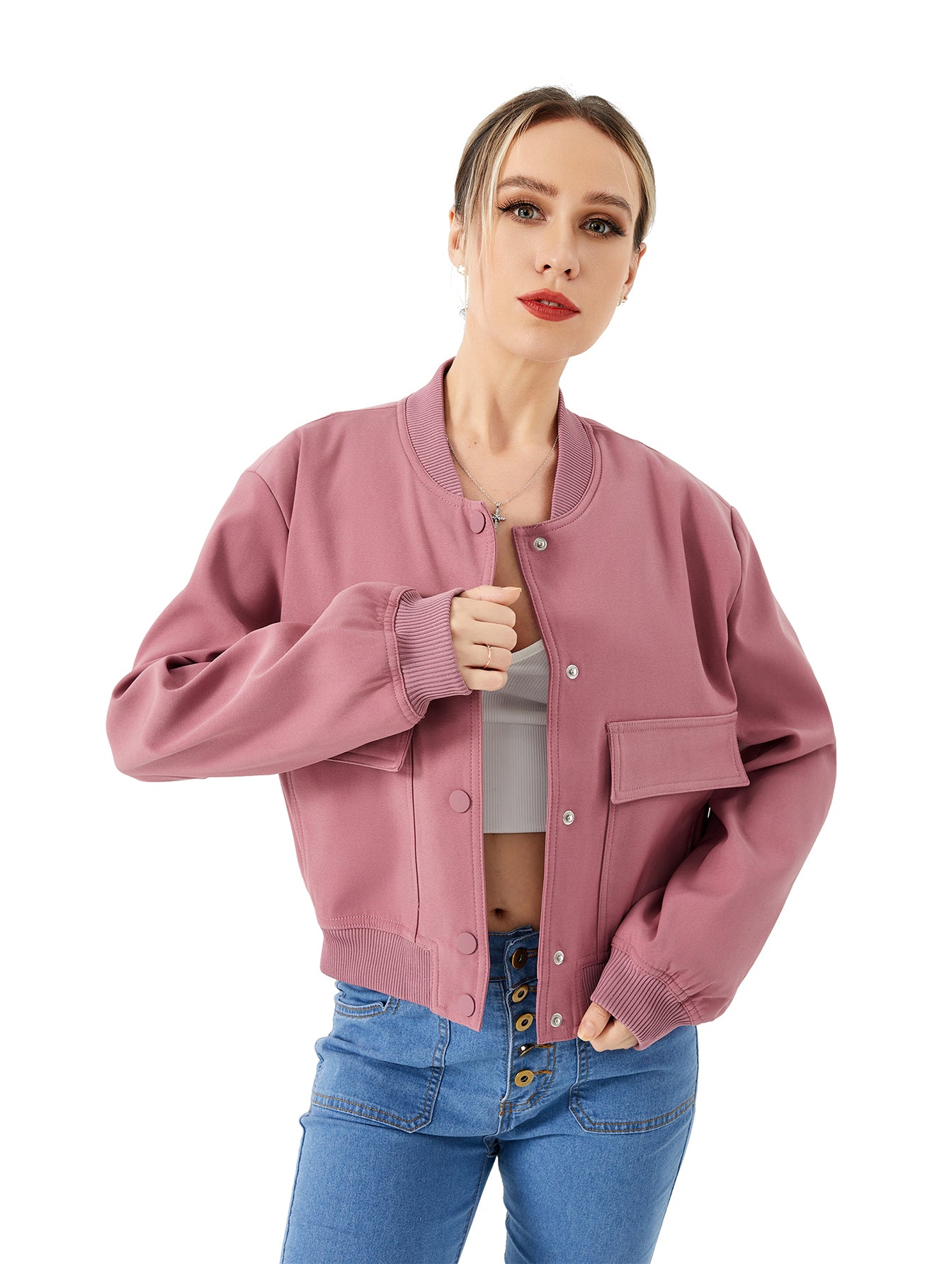 Leichte Cropped Bomberjacke für Frühlings-Styles