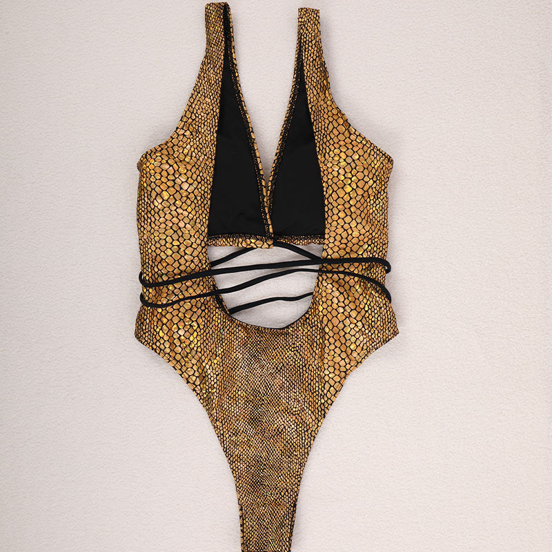 Eleganter Strappy Badeanzug für Strand & Pool