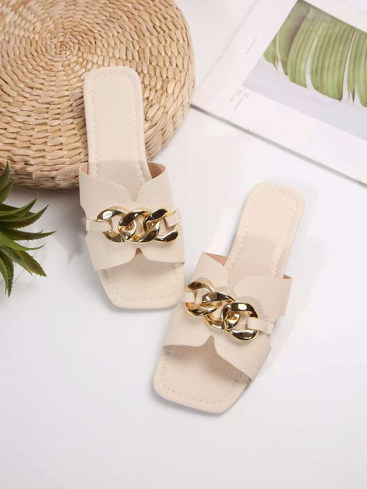 Elegante Damen-Slipper mit Kettenakzent für Alltag & Freizeit