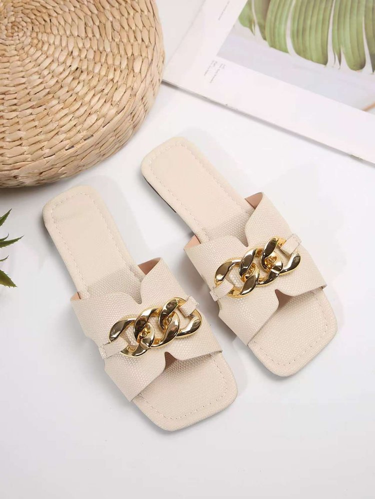Elegante Damen-Slipper mit Kettenakzent für Alltag & Freizeit