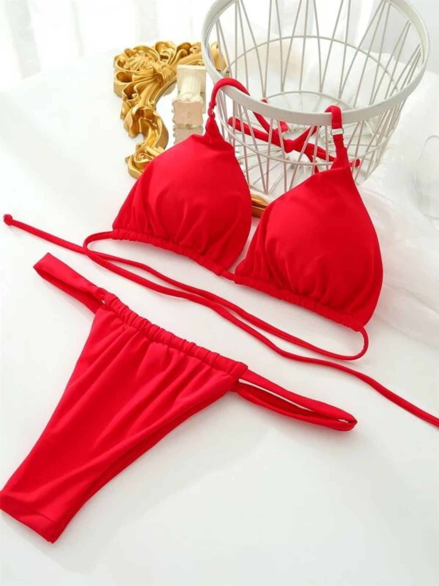 Spaghetti-Träger Bikini Set für Strand und Pool Spaß