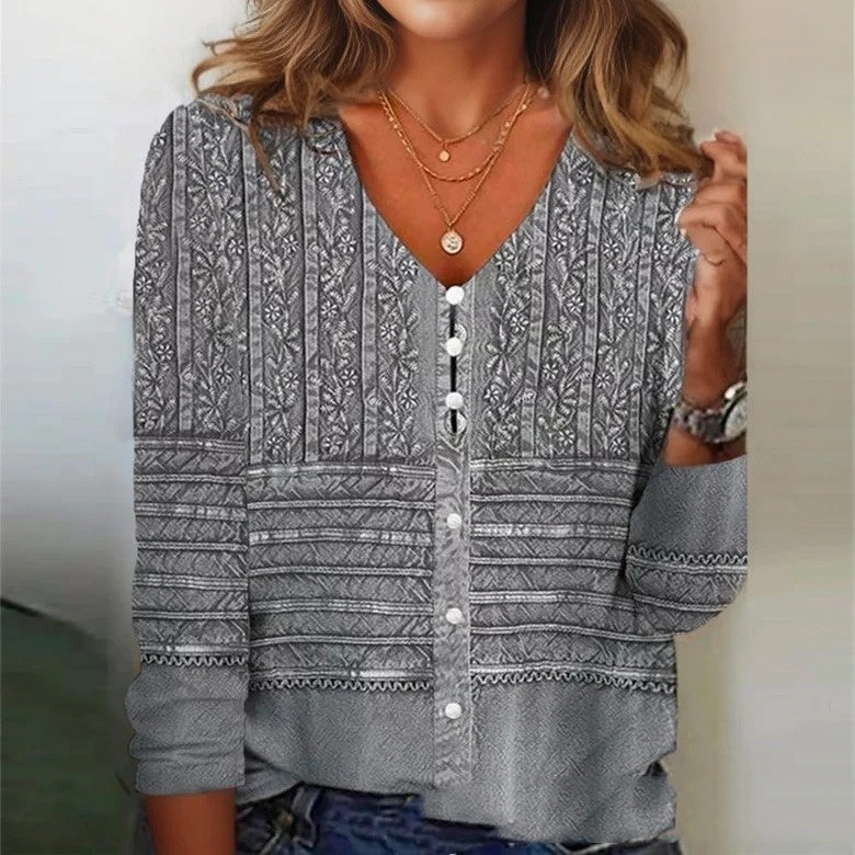 Elegantes Frühlingsdesign V-Ausschnitt Top für Alltag