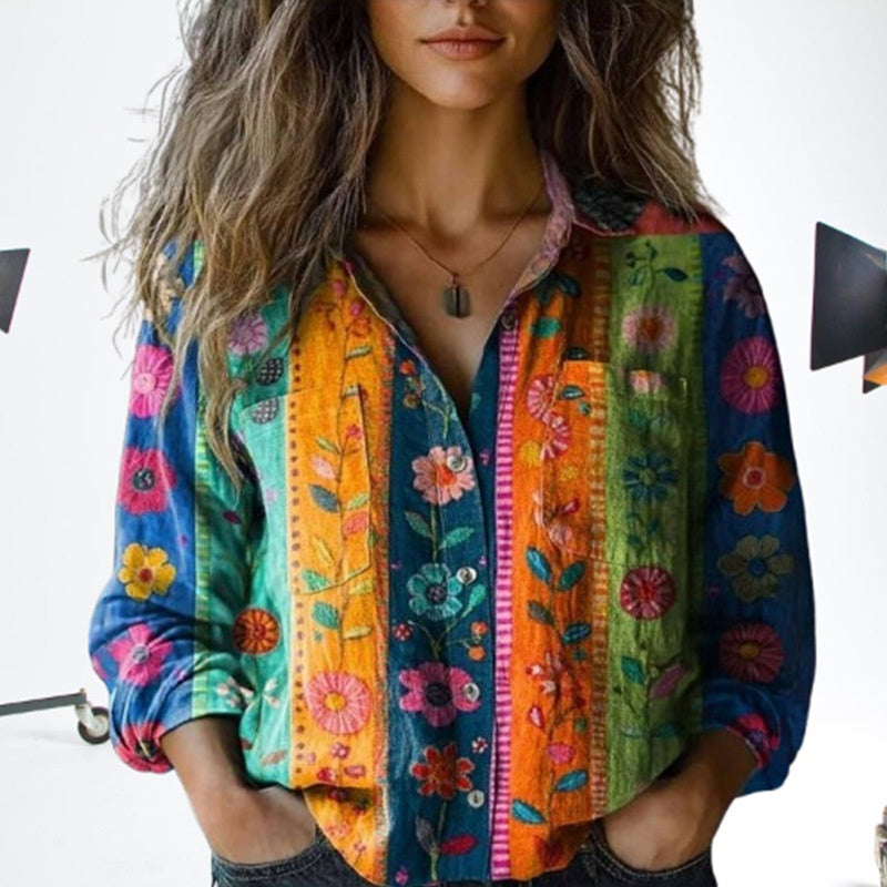 Bunte Boho-Bluse für den Frühling und Alltag