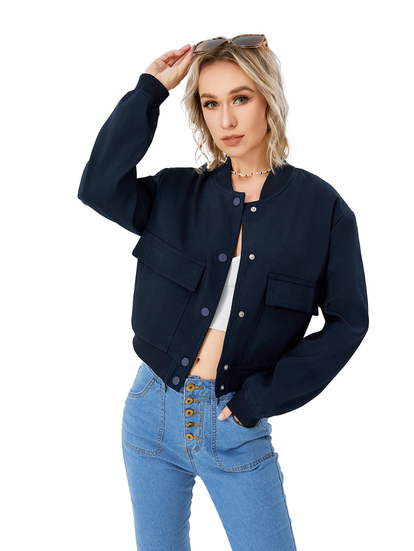 Leichte Cropped Bomberjacke für Frühlings-Styles