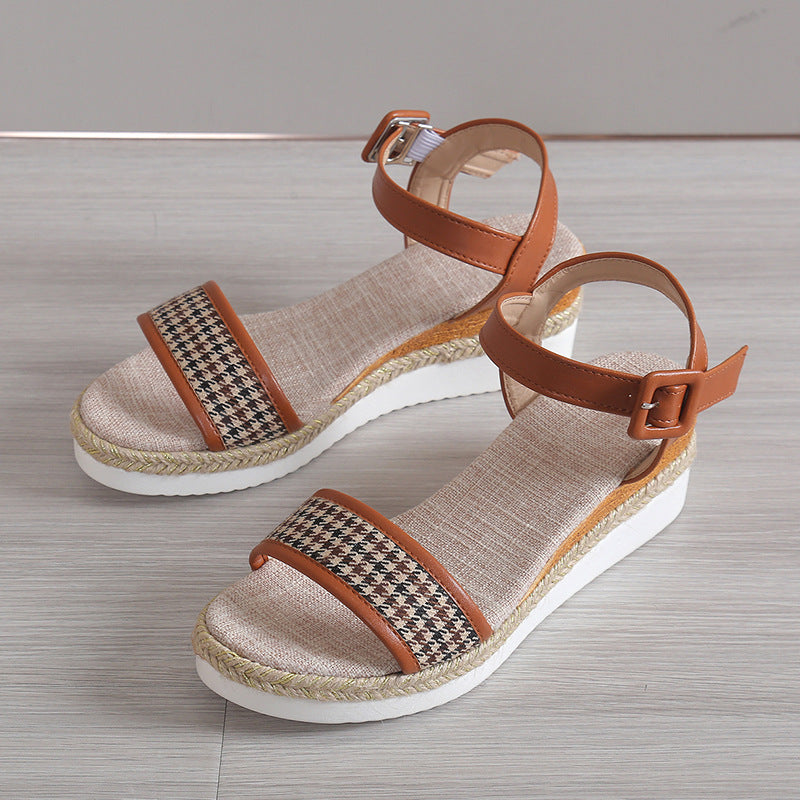Elegante Hahnentritt-Sandaletten Perfekt für den Sommer