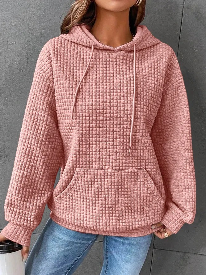 Lässiger Waffle-Hoodie Damen Perfekt für Frühling und Alltag