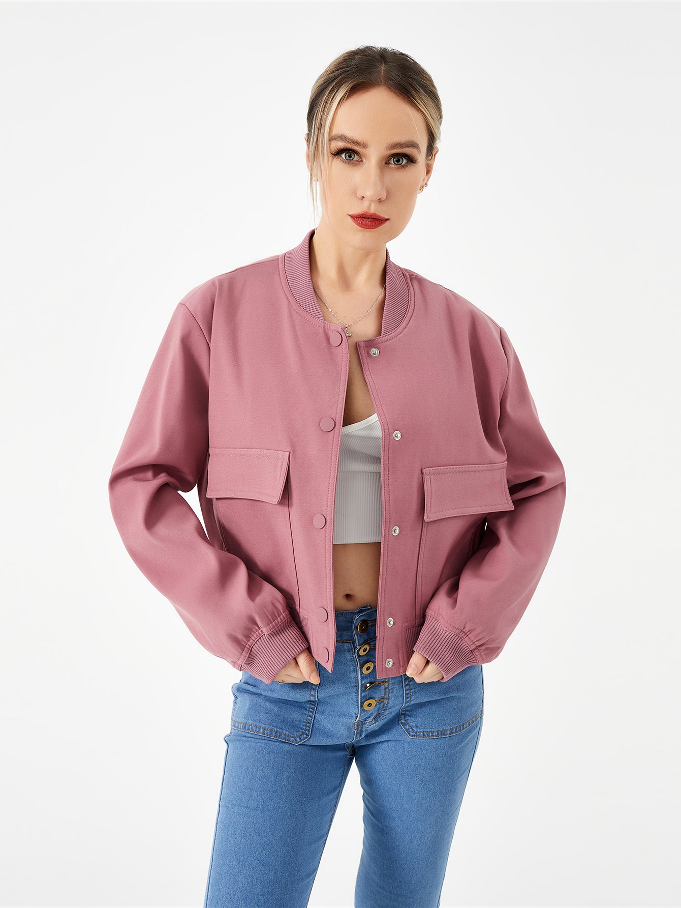 Leichte Cropped Bomberjacke für Frühlings-Styles