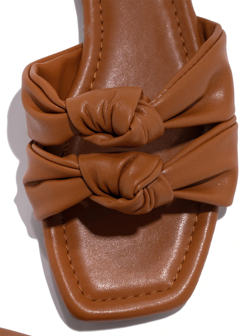 Stilvolle Double Bow Sommer-Sandalen für Gartenpartys