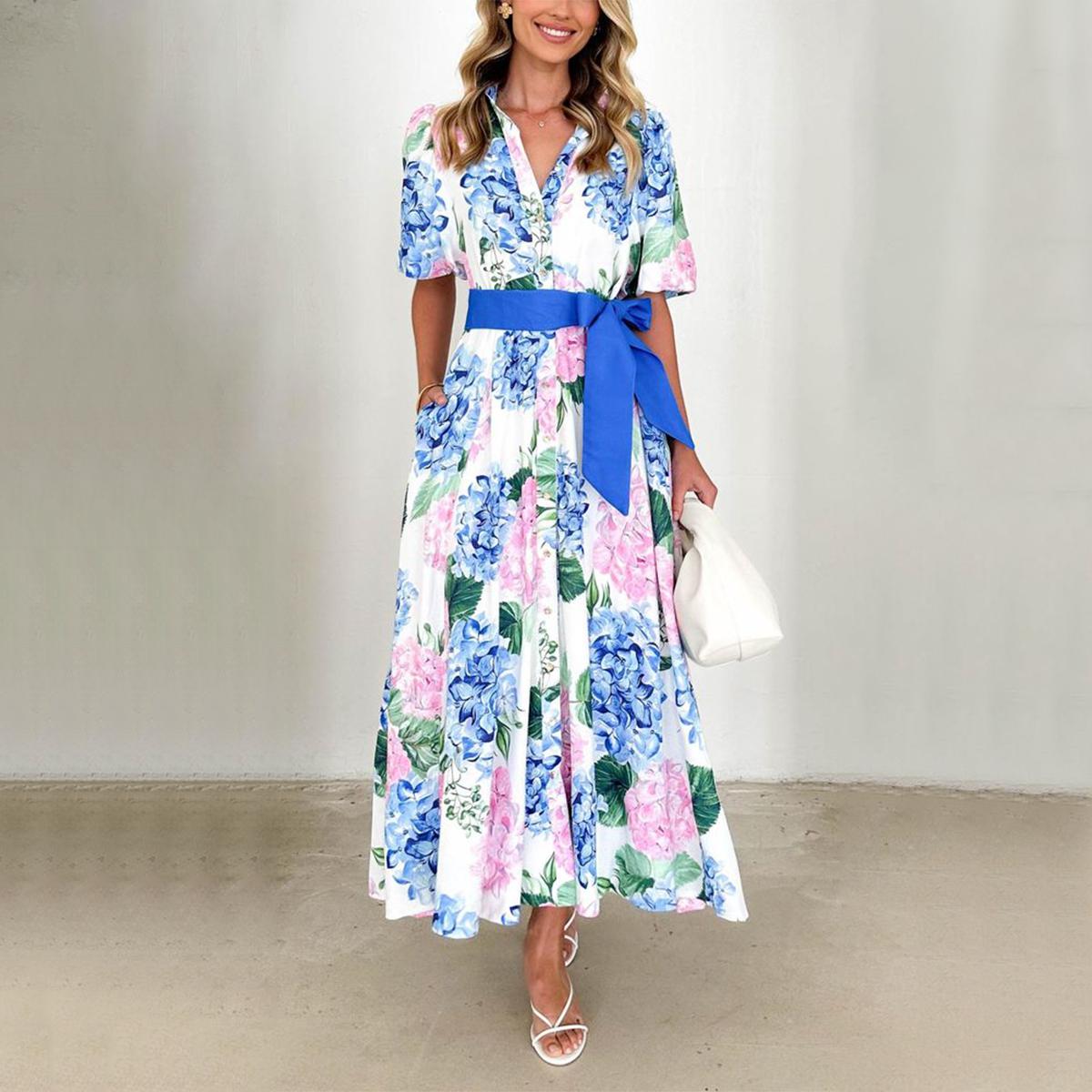 Blumiges Frühlings-Maxi-Kleid für Alltag & Anlässe