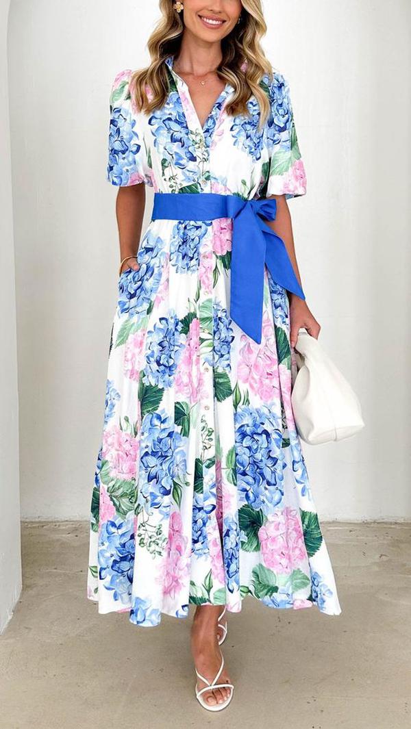 Blumiges Frühlings-Maxi-Kleid für Alltag & Anlässe
