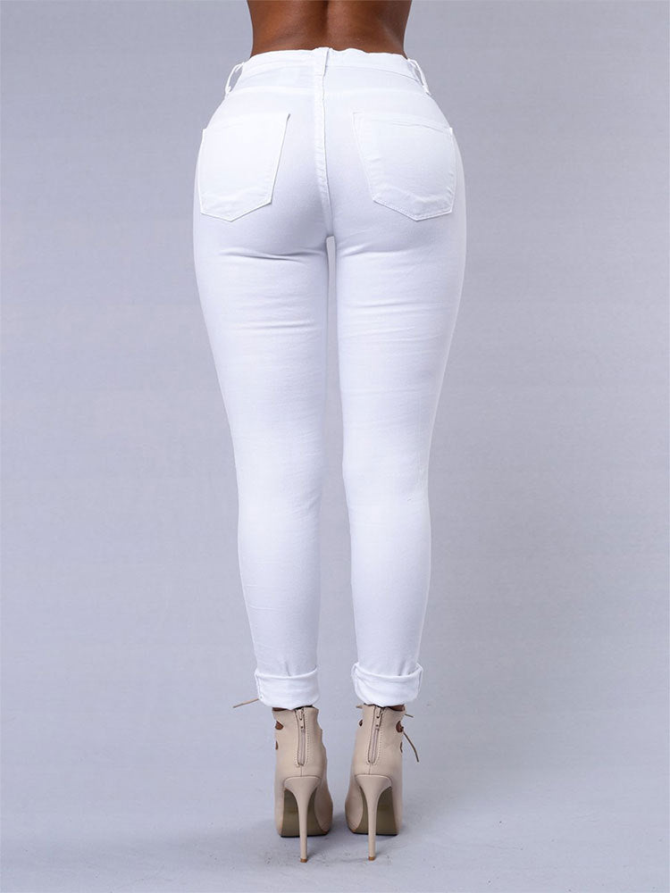 Casual High Waist Ripped Jeans für Frühling & Alltag