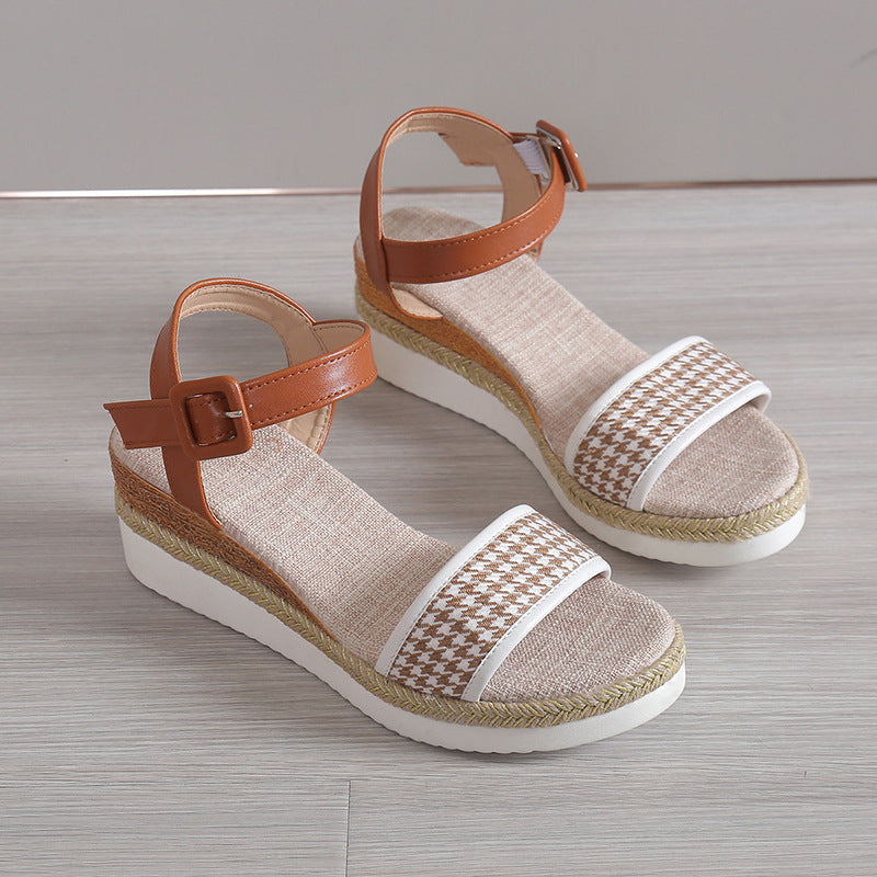 Elegante Hahnentritt-Sandaletten Perfekt für den Sommer