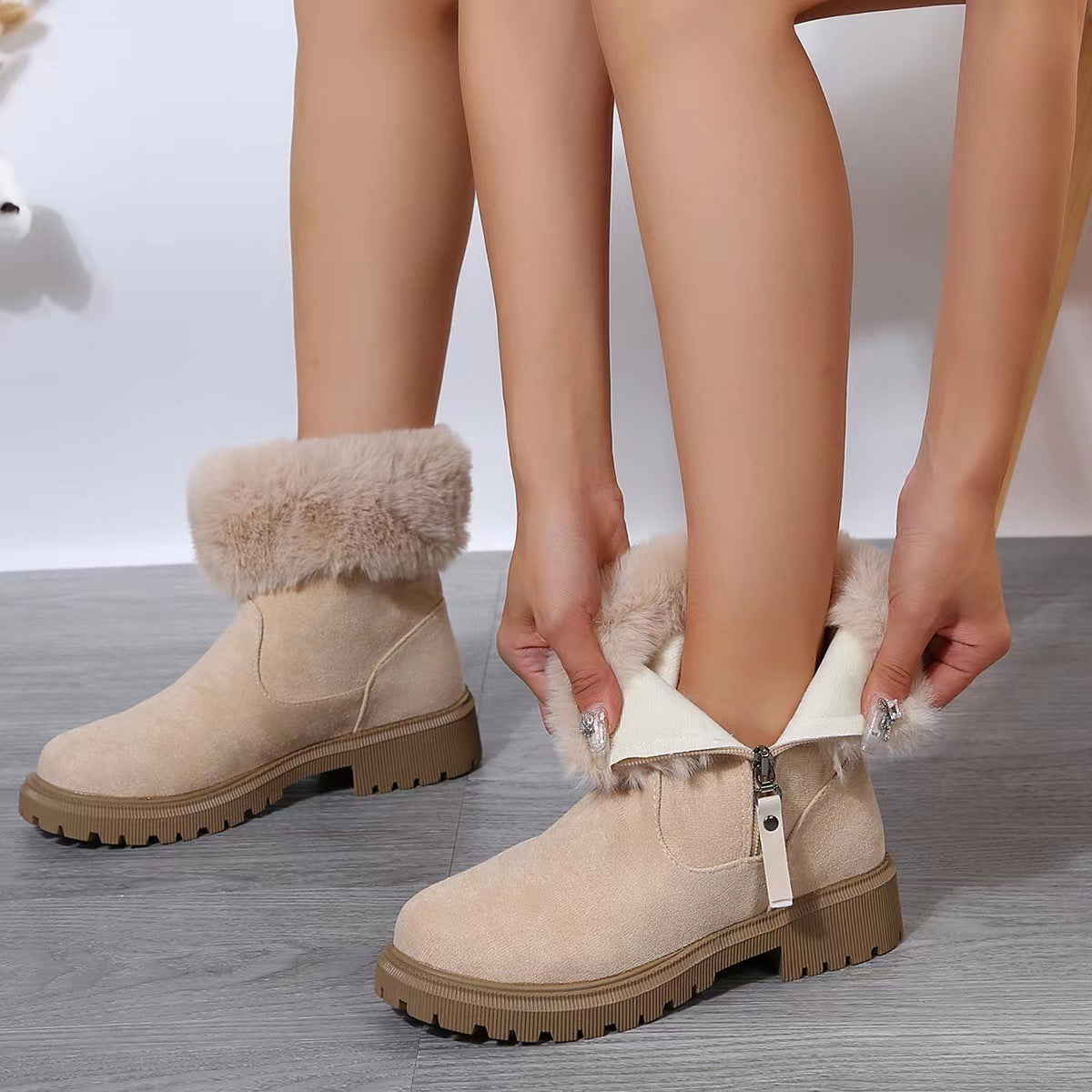 Warme Damen Winterstiefel mit Reißverschluss Outdoor geeignet