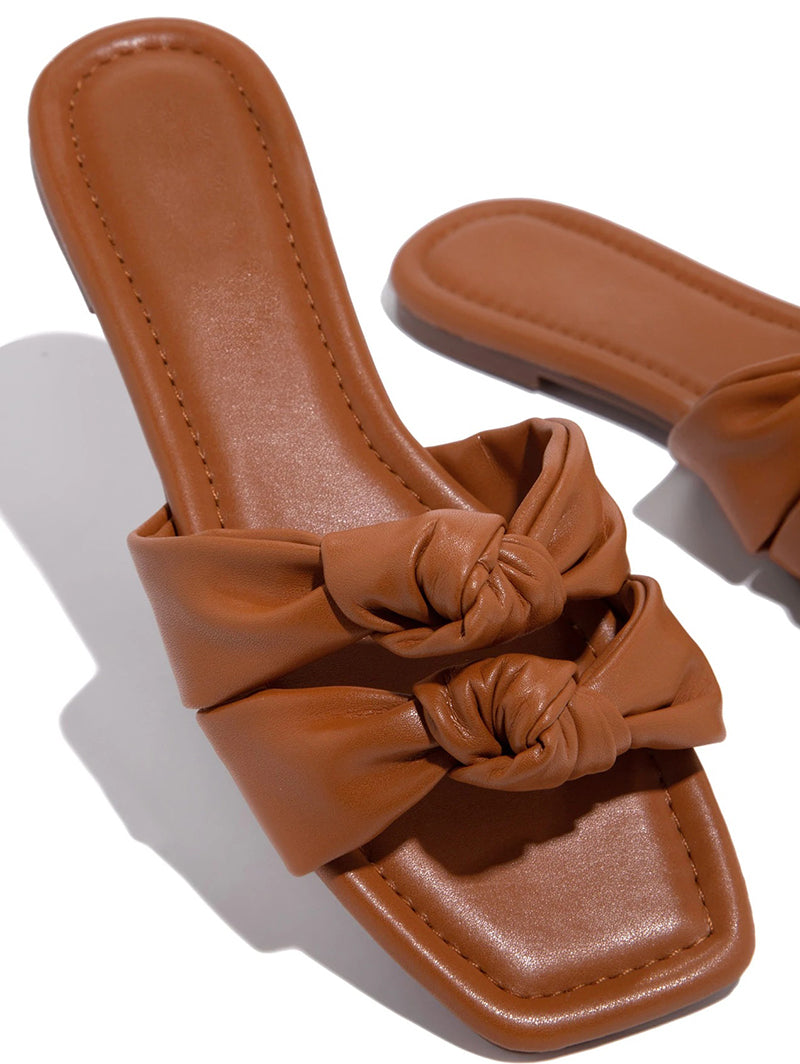 Stilvolle Double Bow Sommer-Sandalen für Gartenpartys